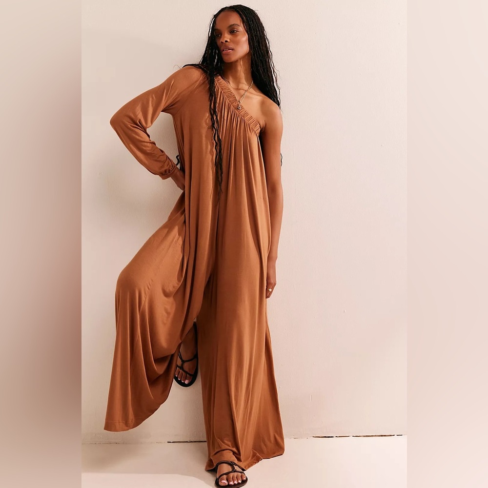 NWT Free People Sunday Stroll Jumpsuit In Camel